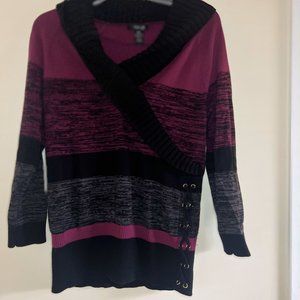 Pre-Owned Long Sleeve Multi Color V-neck Sweater Pullover Style & Co  PXL